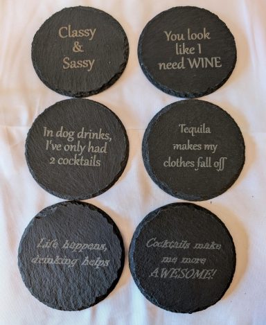 Slate coasters for any bar.